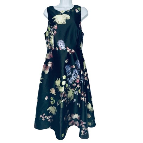 Ted Baker Rosa Kensington Black Floral Sleeveless Flare Midi Dress US Size 12 - Picture 4 of 16
